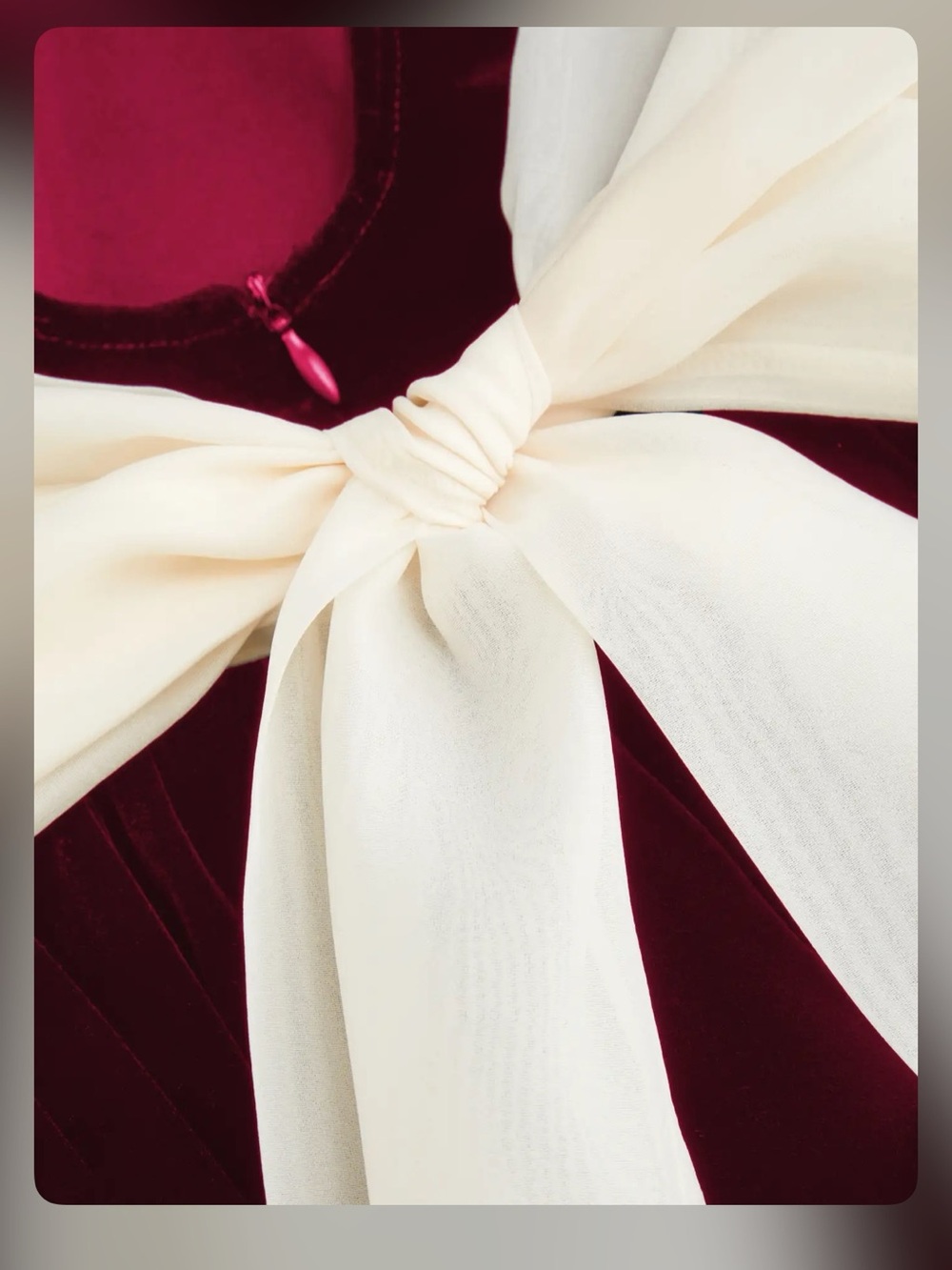 VELVET BOAT NECK RUFFLE TIE BACK TWO TONE PATCHED BACKLESS MINI BABYDOLL DRESS M - Picture 6 of 8